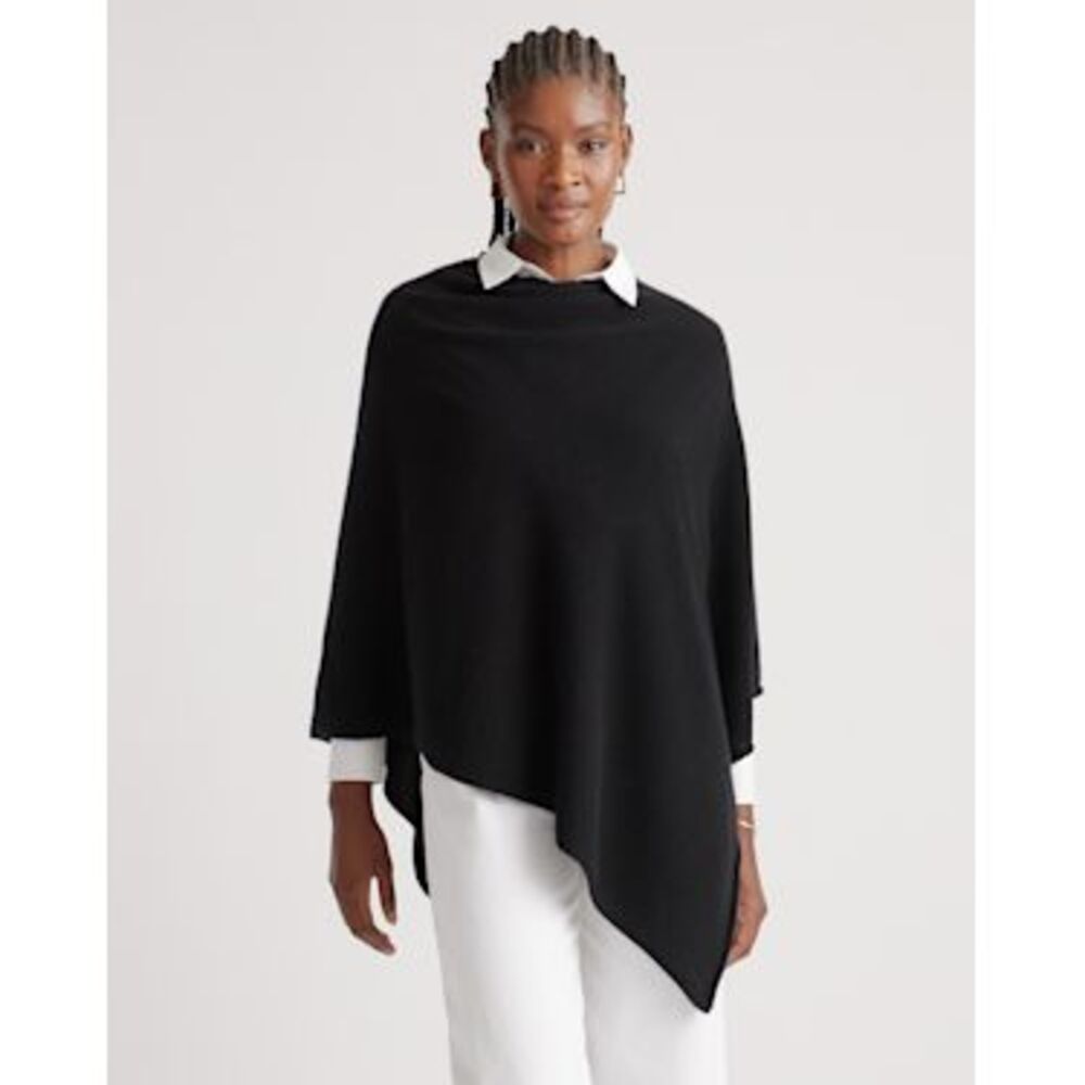 Quince Women Mongolian Cashmere Poncho Black OS